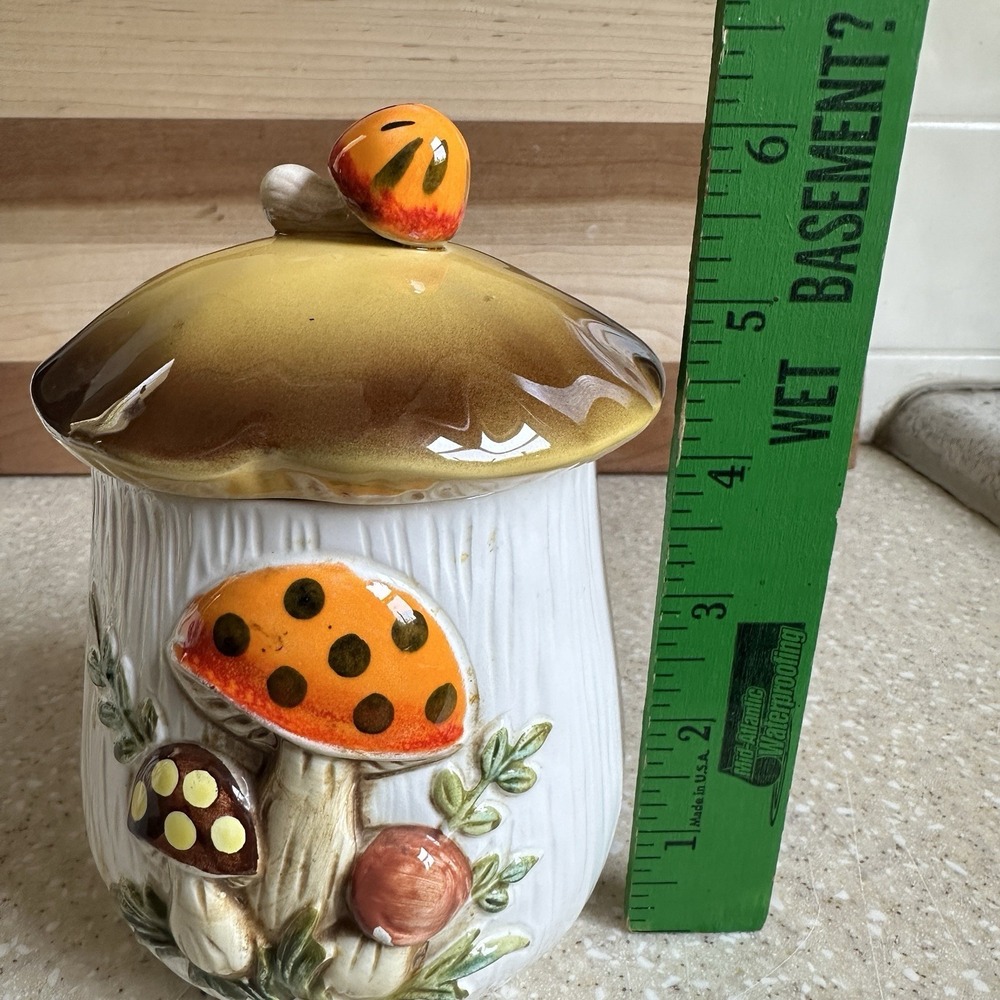 Vintage MERRY MUSHROOM Small Canister c.1978 Sears, Roebuck and Co.